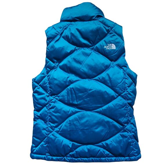 THE NORTH FACE 550 Goose Down Quilted Puffer Vest Blue Full Zip Women's Size SM - Picture 3 of 7